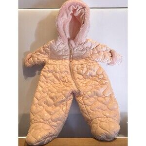 S Rothschild and Co Baby Girls Hooded Quilted-Heart Footed Pram, Size 3/6 Months